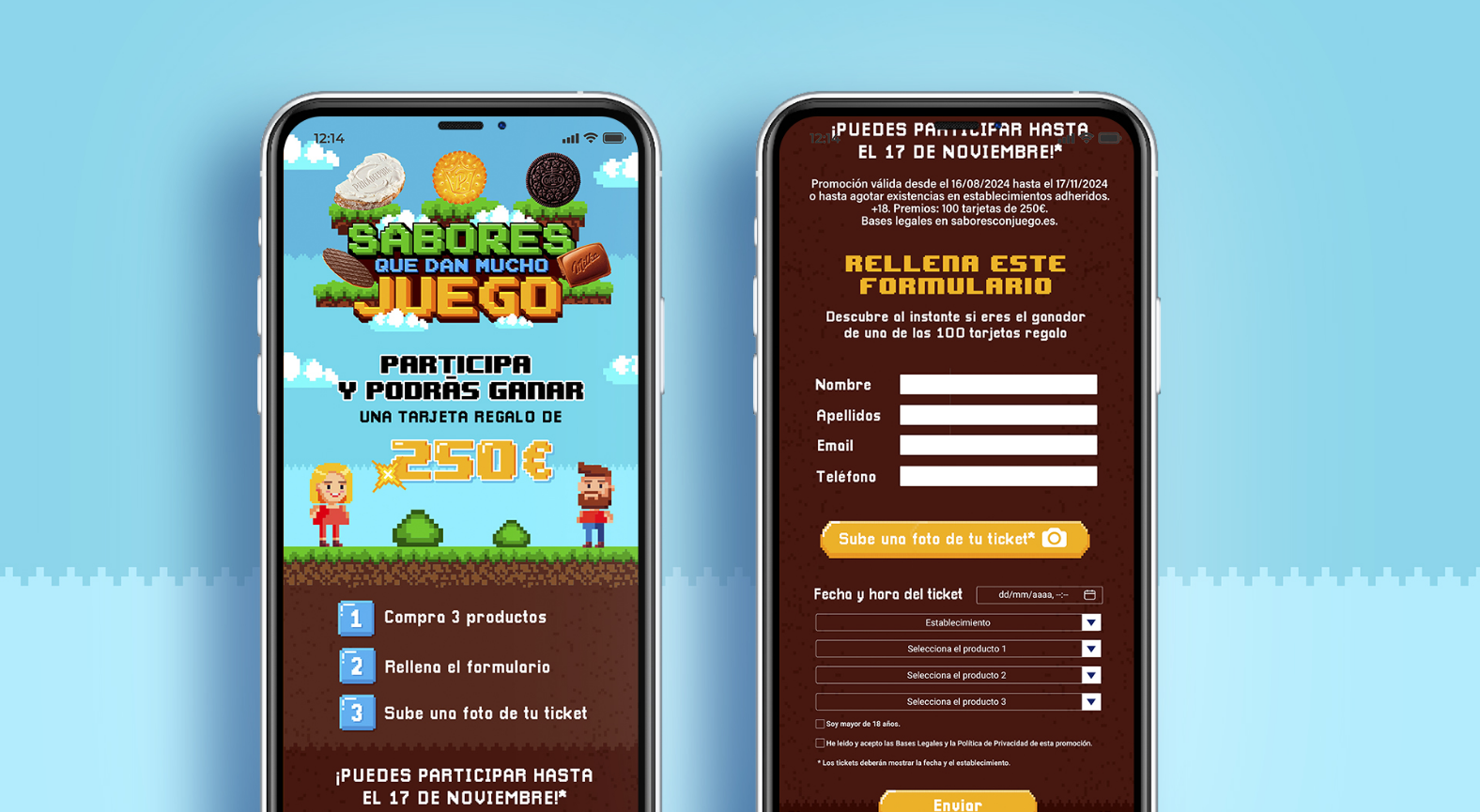 Sabores con juego en formato movil